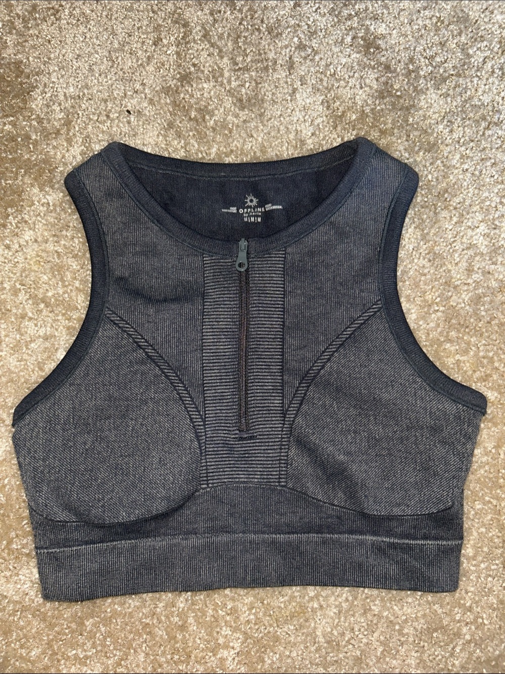 Aerie High-Neck Zip Front Sports Bra - Dark grey
